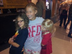 Serina, center, Sophia, right, and their buddy, Abagail, rock their Taylor Swift Ts.