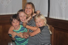 Riordan, Lena, Serina and Sophia share a group hug!