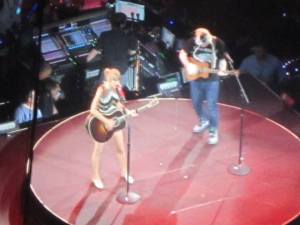 Morgan snapped this photo of Swift performing with Sheeran in the back of the stadium.