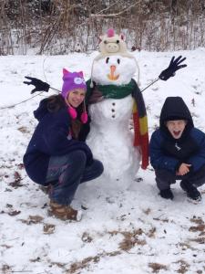 My friend, Ann Dennen, made a snowman with her kids. There was even snow left to spare!
