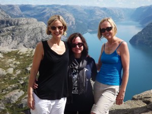 Christine Carey (c), my sister, Heidi (r) and I at the top of Prekestolen.