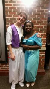 Aladdin (Guerin Tidwell) and Jasmine (Eboni Booker) following the matinee on July 18.